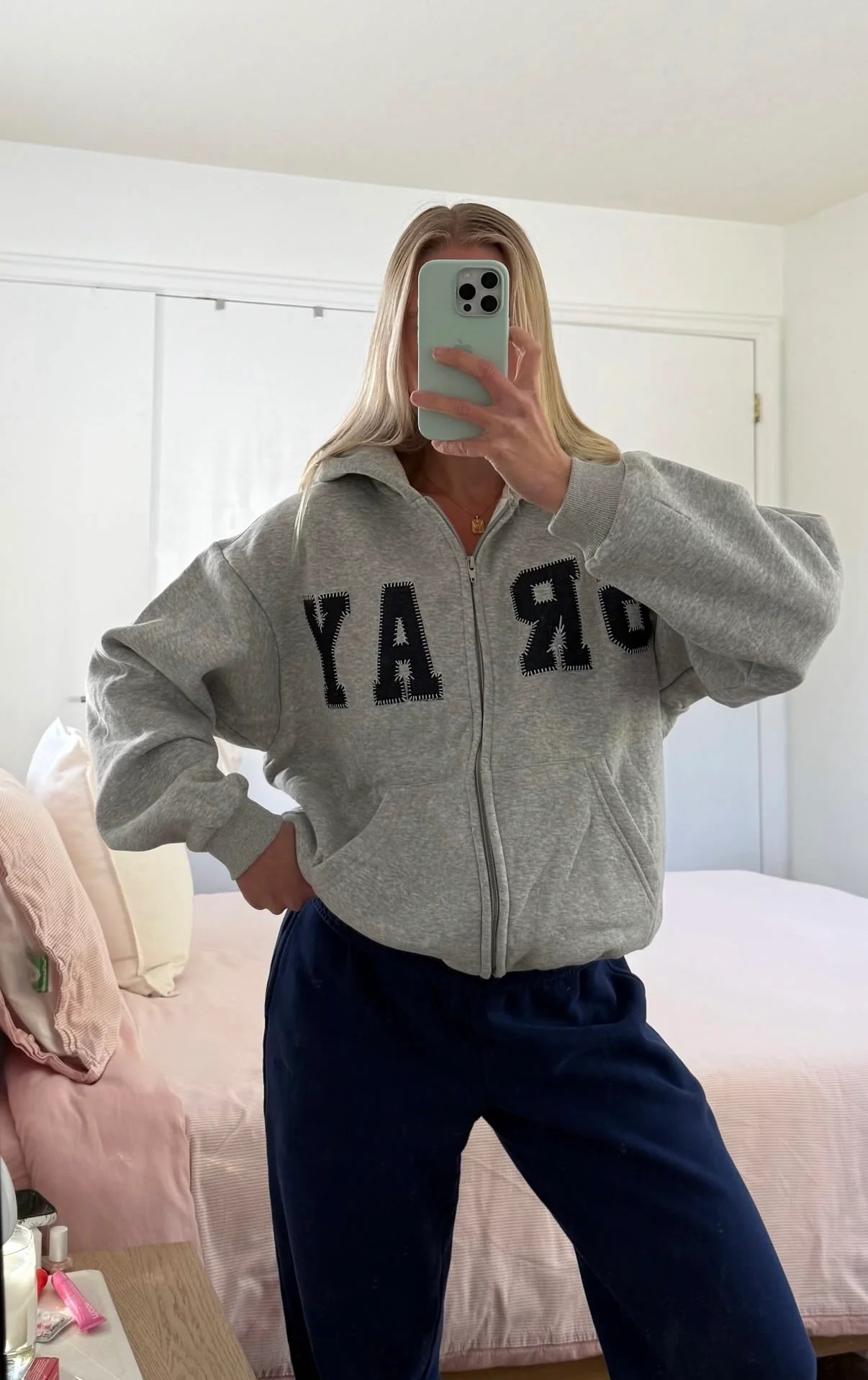Threaded Grey Hoodie
