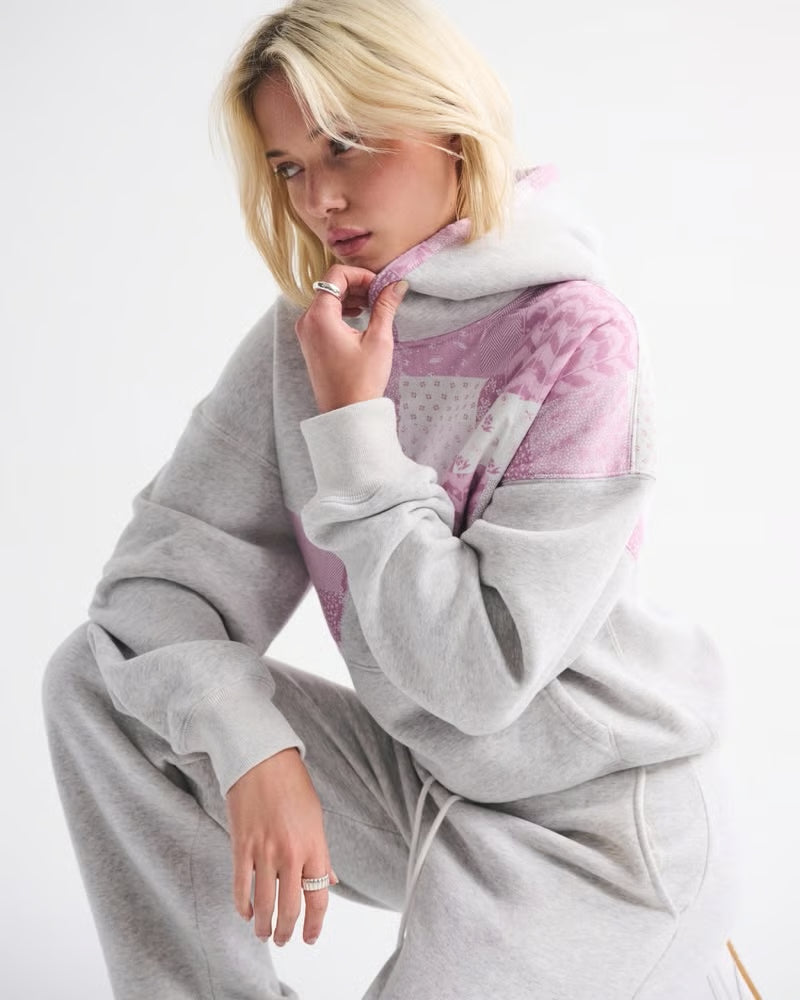 Abercrombie & Fitch Pink Patchwork Hoodie